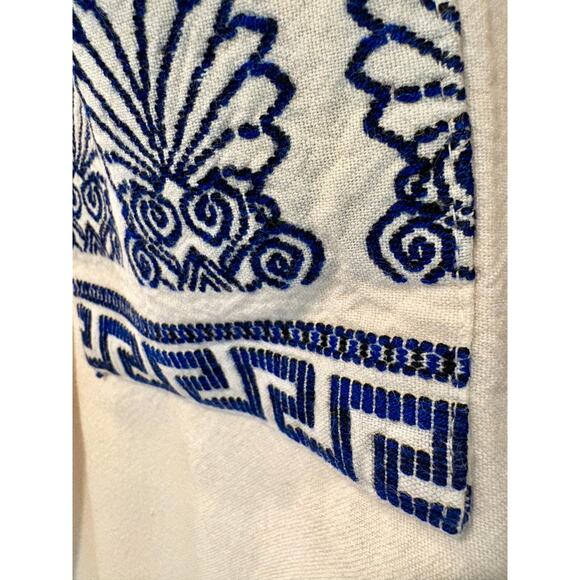 Bohemian Midi Skirt Women MED White Blue Embroidered Boho Hippie Beachy Gypsy - Picture 6 of 16